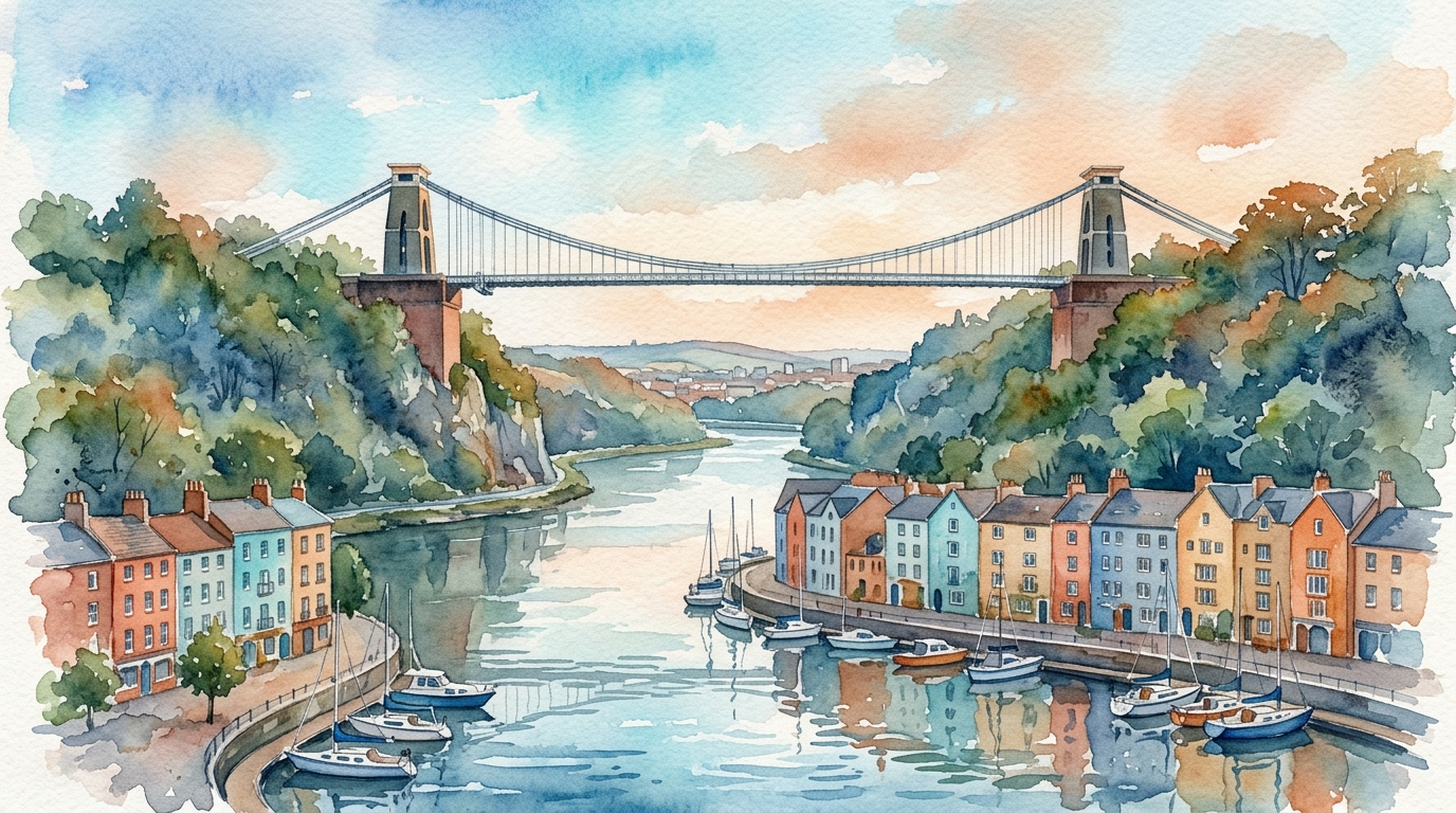 Bristol watercolor landmark illustration